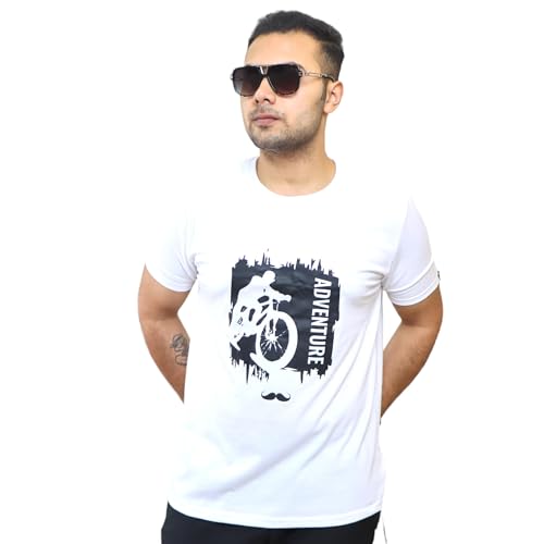 Image of Adventure Printed Round Neck Cotton Men T-Shirt