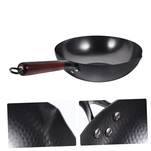 Wok tradicional PRETYZOOM con mango ergonómico de madera miniatura 2