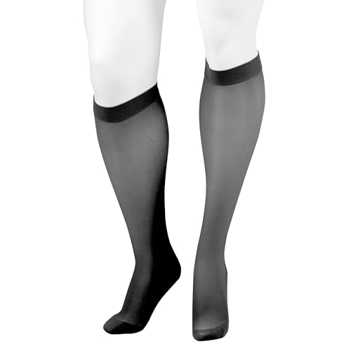Image of Juzo Naturally Sheer 2100 Knee-High 15-20mmHg Closed Toe Compression Stocking, Regular
