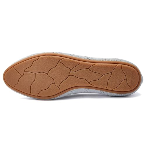 Image of poemlady Women's Ballet Flat Shoes Dress Shoes Knit Round Toe Slip On Ballerina Walking Flats Shoes for Woman Low Wedge Casual