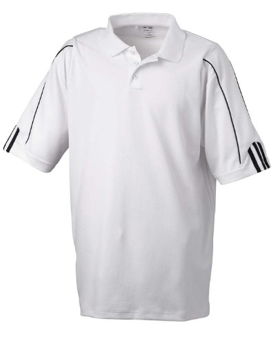 adidas Golf Mens Climalite 3-Stripes Cuff Polo (A76) -White/BLAC -XL