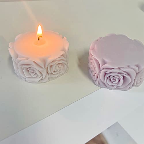 Rose Flower Column Candle Molds Valentine's Day Cylinder Resin Casting Mold For Candle Making Resin Casting Silicone Mold For Diy Candle Making Polymer Clay Craft Plaster #TOP3
