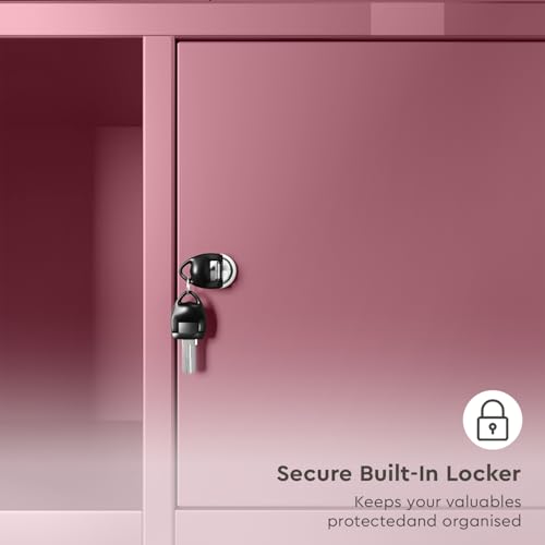 Image of Interio by Godrej Luminex NX 2-Door Steel Almirah (Textured Dusty Rose), 1-Year Warranty, 1 Locker, 5 Shelves