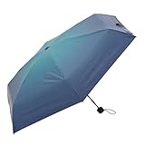 アンビープラス(Umbe+) 完全遮光 遮熱 軽量生地 メタリックグラデーション柄 5段式コンパクトミニ傘 58cm×6R ネイビー×グリ-ン 504-58M
