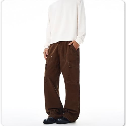 EnllerviiD Men's Baggy Cargo Pants Casual Loose Fit Elastic Waist Cotton Work Pant with Multi-Pockets3