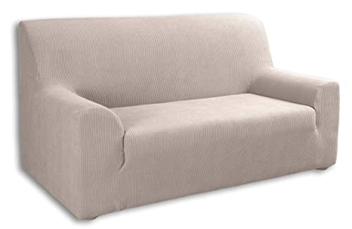 Tural - Funda de Sofá Elástica Modelo la Valeta, Color Beige. 3 Plazas (180-230cm). Elástica, Adaptable y Resistente a los Lavados Cover