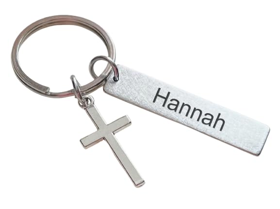 Custom Cross Charm Keychain with Personalized Engraved...
