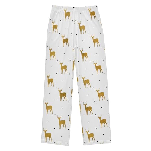 Boys' Pants Christmas Golden Deers Long Bottoms Jogger Pants Elastic Waist Trousers with Pockets S-XL