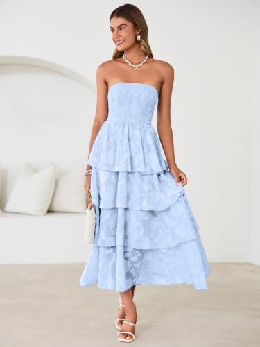 Image of Simplee Womens Maxi Boho Floral Strpless Wedding Guest Beach Long Dress