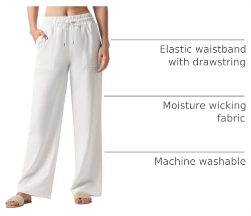 Image of Willit Women Linen Pants Wide Leg Casual Palazzo Pants Cotton Linen Lounge Beach Summer Pants with Pockets 29 inch /31 inch / 33 inch