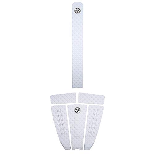 Aqubona Arch Bar Traction Pad 5+1 Piece Eva Surfboard Deck Traction Pads With Kicker For Stomp Skimboards, Surf Boards, Funboard, Fish Board/White Blue #TOP2