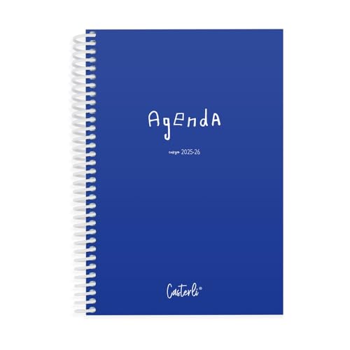 Casterli 84009-Azul -AGENDA ESCOLAR BASIC color Azul, Semana Vista, Vertical, Tamaño A5, Papel 70g, Cubierta Polipropileno Opaco, Colores surtidos, 148 x 210 mm