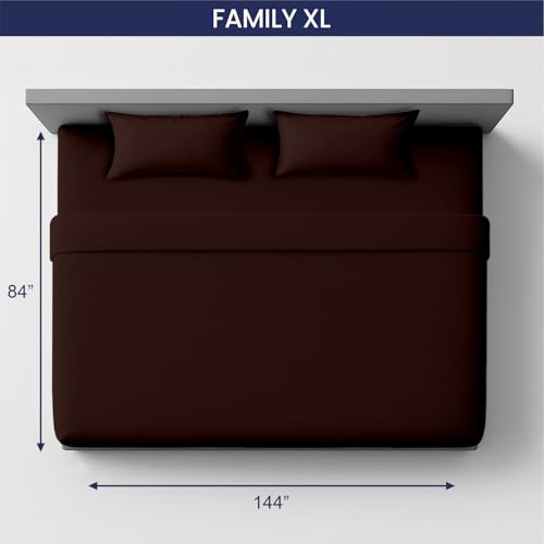 Image of SGI bedding 144 inch W x 84 inch L 4Pc Family XL Sheet Set 100% Egyptian Cotton - 600 Thread Count, Fits 18 inch Deep Pocket - Soft Breathable Oversized Sheets, for Extra Large Beds - Chocolate