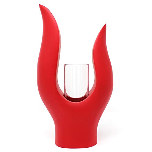 Trendy Wood & Light Flamme Deko Holz Vase rot Dekoartikel Geschenk Weihnachten Advent Design (rot) Cover