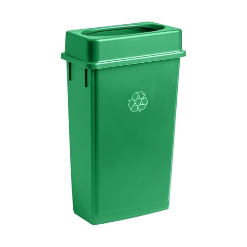 Image of 23 Gallon Slim Rectangular Garbage Can with Lid - Green