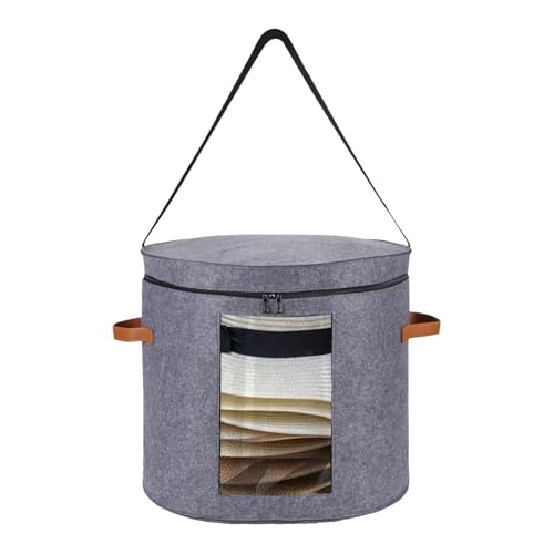 Round Storage Box - Hat Boxes With Lids | Foldable Hat Case | Cowboy Hat Box | Folding Cowboy Cap Organizer Bag With Lid And Clear Window | Sheet Blanket Container Case For Closets