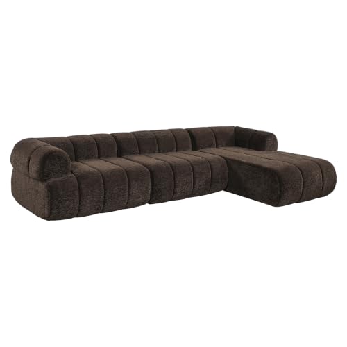 Image of Christopher Knight Home Mania 122 inch Modular L-Shape Sofa Couch with Chaise Lounge, Modern Sectional Sofa Set for Living Room, Boucle Fabric Upholstered Cloud Couch with Deep Seat, Dark Brown