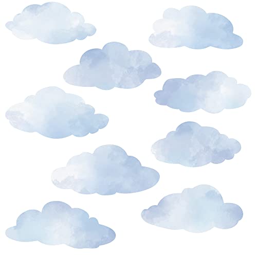 Vinilos Decorativos Nube Acuarela Azul Grande 9 Piezas
