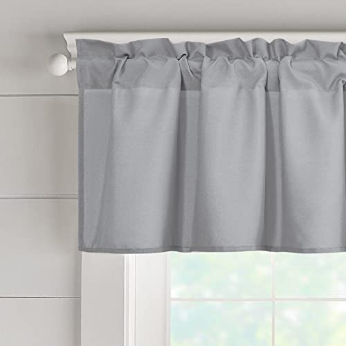 XWZO Kitchen Valances Curtains for Windows Living Room Bedroom Bathroom Toppers Farmhouse Style Rustic Dinning Room Thermal Insulated Rod Pocket, W52 x L18 Inch Length, Silver Grey, 1 Panel by XWZO - Used condition - Image 3