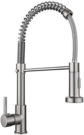 Robinet de cuisine rotatif anti-éclaboussures à douchette extractible nickel brossé pour grand évier