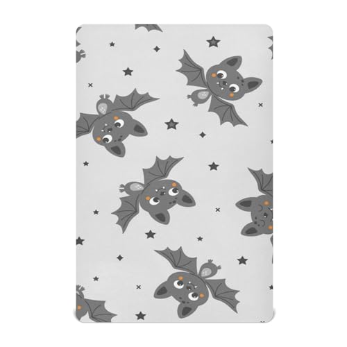 Image of FJDENG Bat Crib Sheets for Boys Girls,Breathable Skin-Friendly Nursery Bedding Sheet for Standard Crib and Toddler Mattress,S-39 * 27 * 5Inch