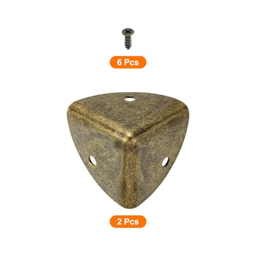 Image of uxcell 2 Pcs Decorative Box Corner Cover, 40mm Metal Edge Guard, Furniture Corner Edges Protector with Screws, Bronze