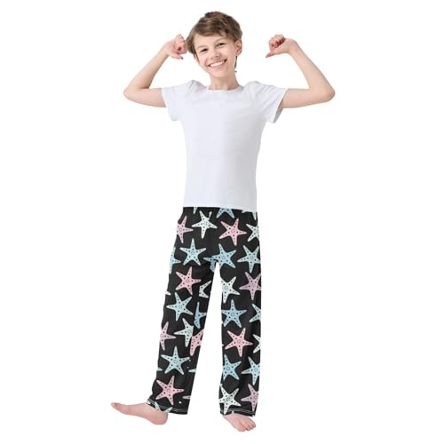 Boys' Pants Blue Pink Seastars Black Long Bottoms Jogger Pants Elastic Waist Trousers with Pockets S-XL2