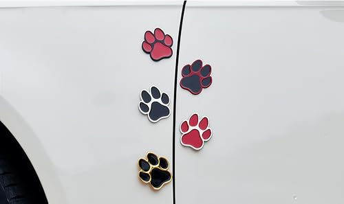 Image of LZLRUN 4PCS 3D Aluminum Alloy Dog Paw Footprints Car Sticker Car Logo Decoration Sticker (Silver Black)