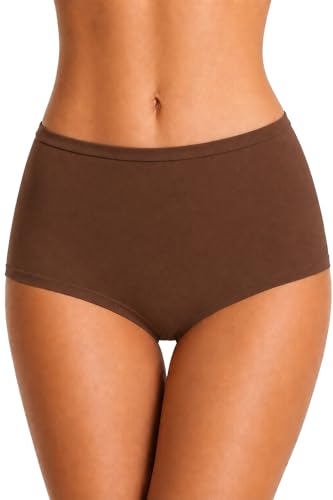 Image of Womens High Coverage Super Soft Elastane Stretch Mid Waist Boy Shorts Panties