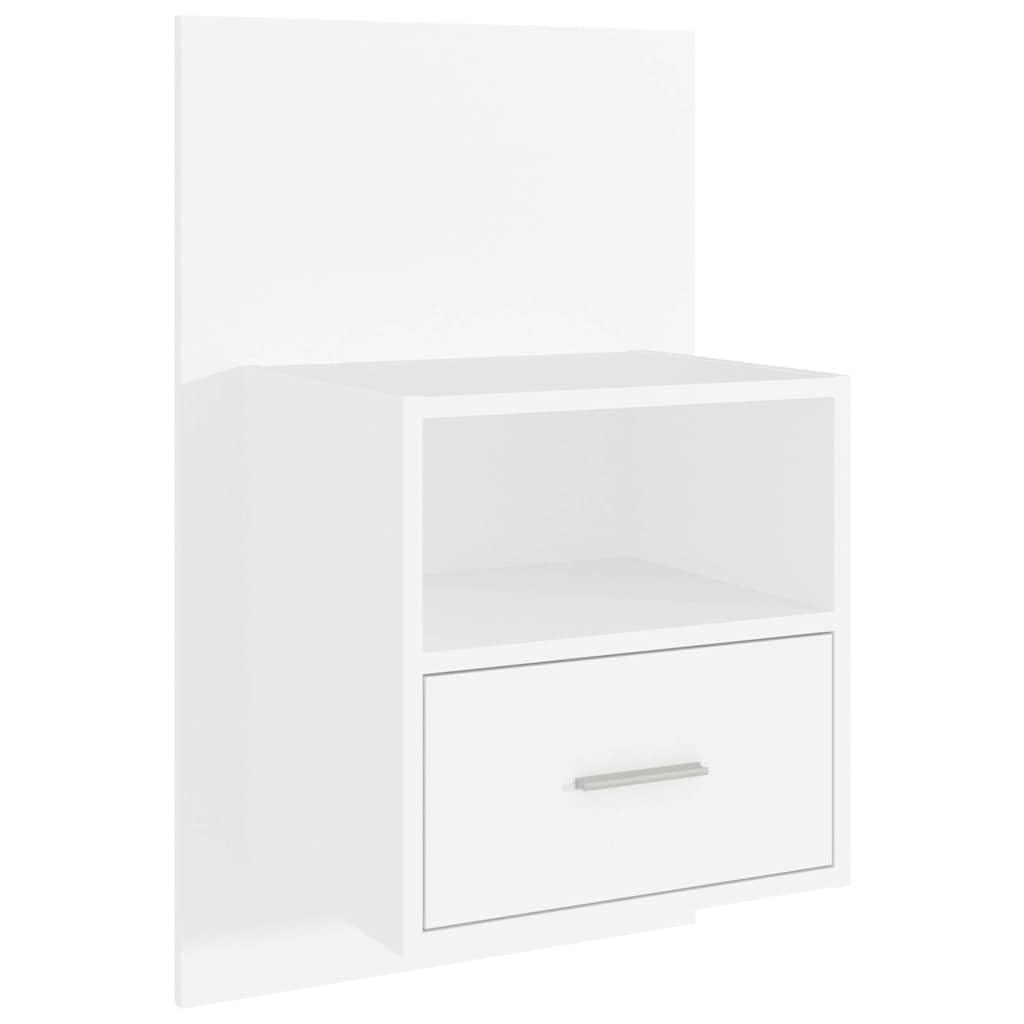 Set di 2 comodini da parete con cassetto, colore: bianco