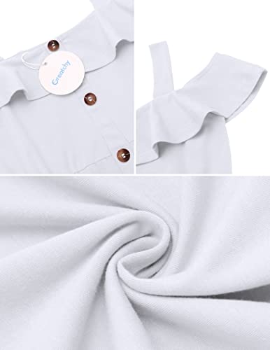 Greatchy Girls Summer Dresses Cotton Cold Shoulder Button Sundress Formal Wedding Flower Girls Dress White 9-10 Years #TOP4