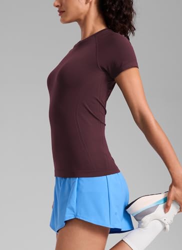 Image of CRZ YOGA Seamless T-Shirt Hip Length | Training, Chafe-Free, Slim Fit, Raglan Sleeves, Mesh Vents, Workout, Short Sleeve Tops for Women