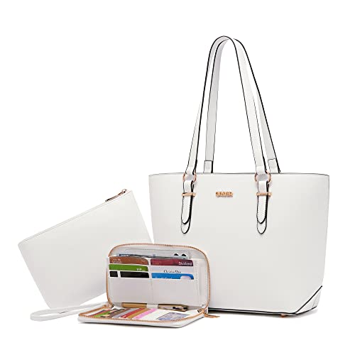 Image of Qiyuer Versatile Daily Purses with RFID Wallet for Women Tote Handbag Set | 3PCS, Fits 13 inch Tablet, Sturdy Vegan PU, Spacious, Work Use, Shoulder Satchel, Large Clutch Wallet, Makeup Bag, Ideal Gift