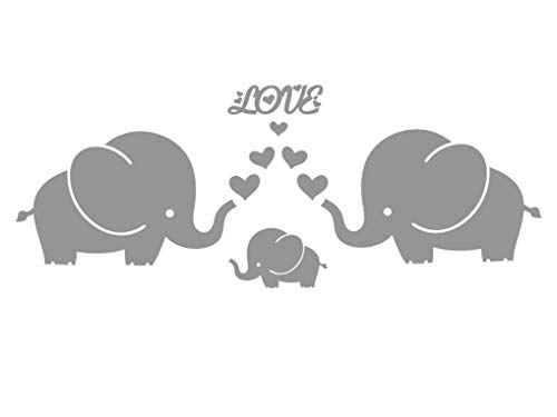 Vinilo decorativo familia elefantes con corazones gris 104x48 cm miniatura 5