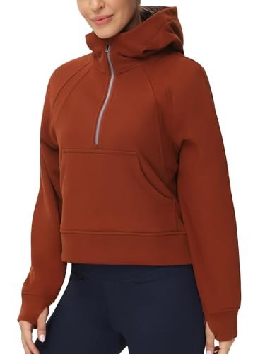 THE GYM PEOPLE Womens' Hoodies Half Zip Fleece Crop Pullover Sweatshirts - image 4