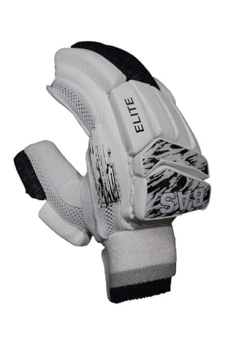 Image of BAS Vampire Elite Cricket Batting Gloves Black White for Men Right Handed