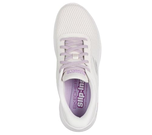 Skechers Femme Go Walk Flex Carla Slip-In ENTRAINEUSE, Off White Textile/Purple Trim, 42 EU