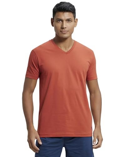 Image of Jockey 2726 Men's Super Combed Cotton Rich Solid V Neck Half Sleeve T-Shirt