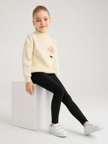 2PCS Girls Fleece Lined Leggings Kids Girls Thermal Leggings Warm Winter Athletic Compression Yoga Pants Fleece Tights4