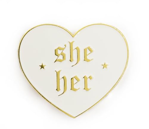 Image of She Her Pronoun Brooch Button Non-Binary Badge Enamel Lapel Pin - NB Pride Genderqueer Gender Identity Pin