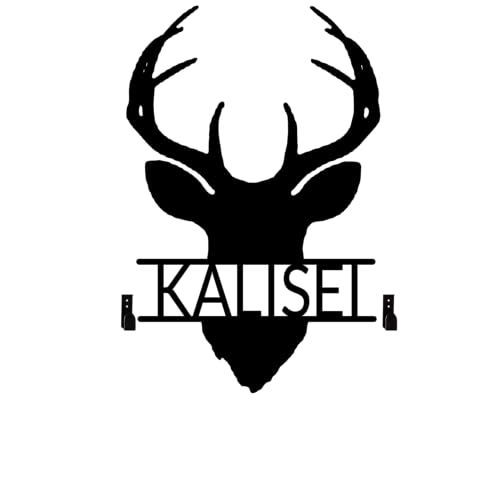 MOMOBO Large Personalized Metal Deer Head Bow Holder,Elk Skull Wall Decor,Archery Deer Head Bow Rack With Custom Name Plate,Bow Hunting Rack Hunting Metal Sign, Gifts For Husband,Dad,Father Style 2