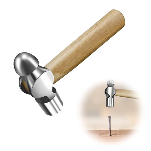 Ball Pein Hammer 14oz/410g Pin Hammer Stubby Mini Hammers Small Hammers with Wood Handle and Steel Head for Metalworking Crafting Jewelry