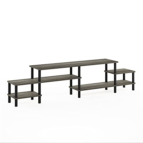 Image of Furinno Turn-N-Tube TV Stand, 3-Tier Open Design Entertainment Center with Shelf, TV Console for TV up to 55 Inch, Toolless Assembly, for Living Room, Bedroom, French Oak