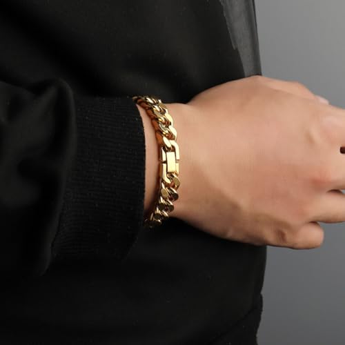 Solid 18K gold men's and women's bracelet, Miami Cuban chain bracelet, fashionable decoration, Valentine's Day/Birthday/Christmas gift box3