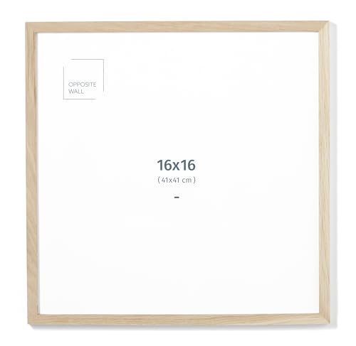 Opposite Wall - 16x16 in - Natural Solid Oak Wood Picture Frame - Lightweight, Versatile & Shatterproof - Wall Hanging Poster or Photo Frame - Wall Decor for Office, Gallery & Home