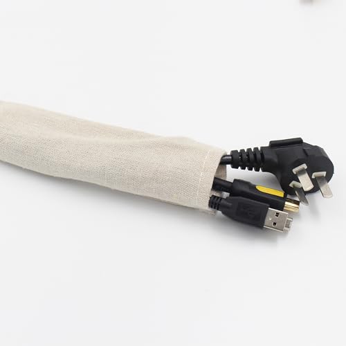 Image of Fabric Cord Cover, 2 Pcs 6 Feet Chain Cable Sleeve, Chandelier Lighting Wire Cord Cover for Lamps Light Fixtures Lighting Wires Cable Management, Flattening Effect