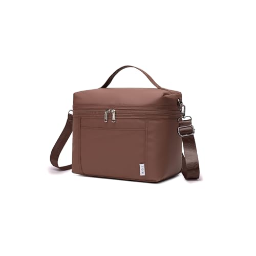 Image of NOL Natural Organic Lifestyle Small Insulated Lunch Bags for Women Cooler Bag Lightweight Nylon Waterproof Lunch Box For Work （Coffee，Small，4 Liters）