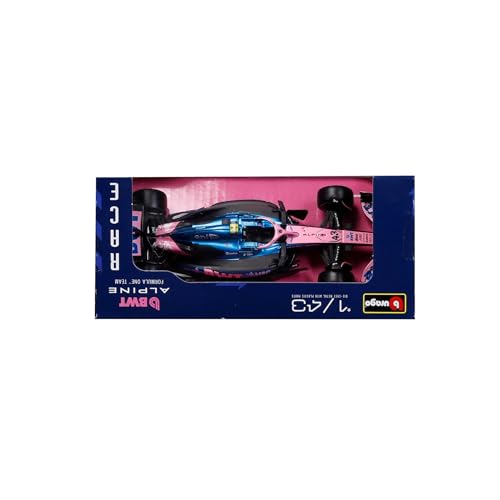 Image of Bburago - F1 BWT Alpine A525 2025#43 Colapinto, 1:43 scale diecast car with realistic detail, F1 Alpine replica, Blue /Pink livery Officially licensed, recommended age 3+ years