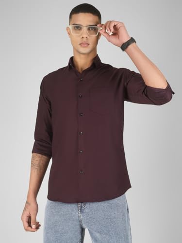 Image of Mens Cotton Lycra Full Sleeve Slim Fit Semi-Formal Shirt | Textured Pattern | Curved Hem
