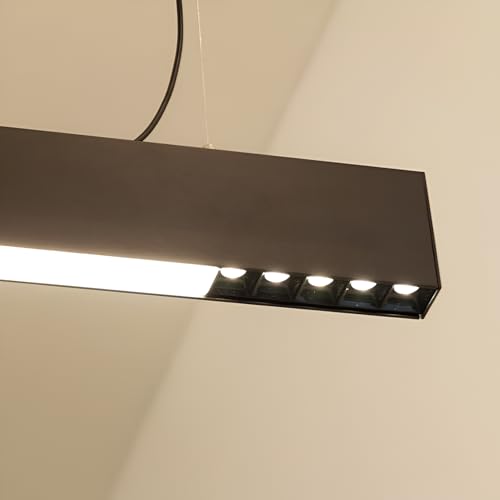 Image of Acco LED 40W Hanging Blade and Diffused Linear LED Light | Sleek Black Finish | Prismatic Diffuser | Neutral White | Perfect for Workstations, Offices, Showrooms & Study Areas